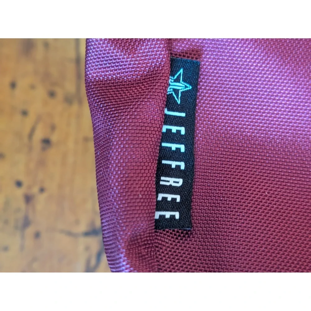 Jeffree Star Burgundy Crossbody Side Bag Logo Strap Limited Edition Cosmetic Bag